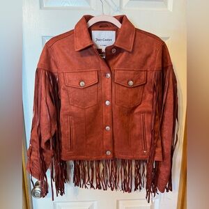 NWT Juicy Couture Rust Fringe Trucker Jacket Size: S